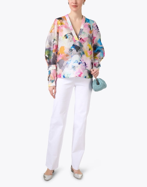 Comfortable Elastic-Waist Shawna White Pull-On Wide-Leg Trousers