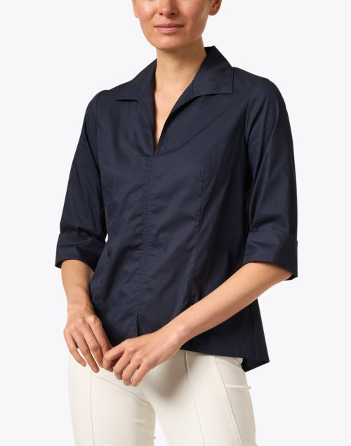 Navy Cotton Poplin Swing Shirt for Timeless Everyday Wear
