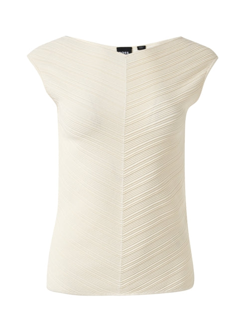 Faitini White Textured Sleeveless Knit Top