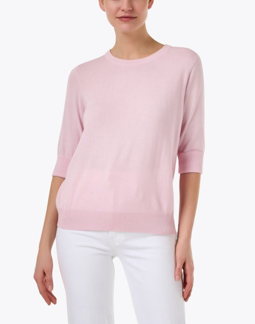Stylish Pink Cotton Blend Elbow Sleeve Sweater for Your Wardrobe