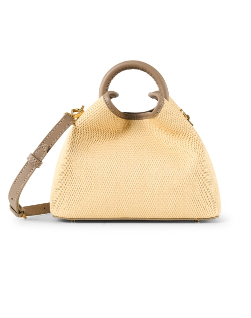 Stylish Elleme Baozi Tan Raffia and Leather Fashion Handbag for Women