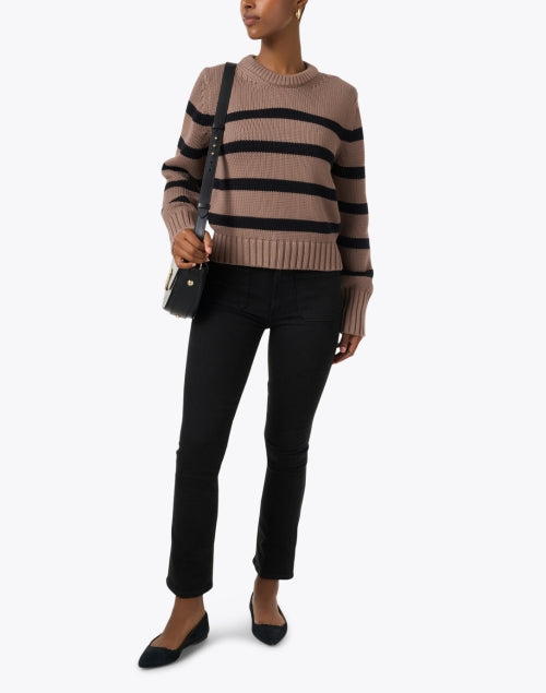 Stylish Brown and Black Striped Pure Cotton Sweater