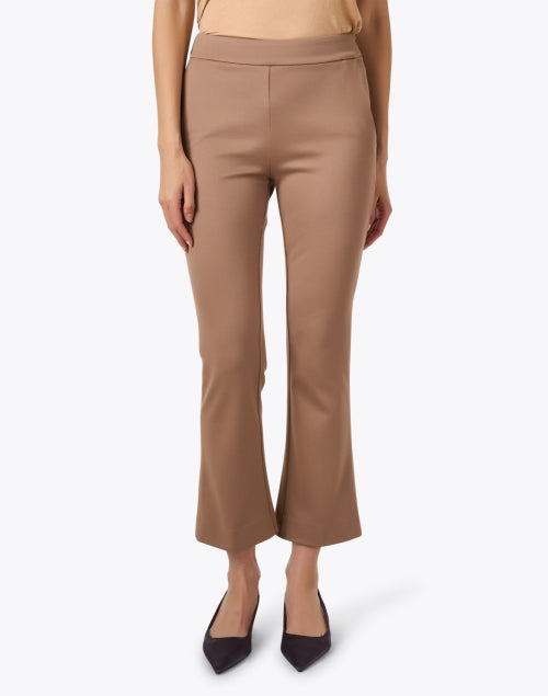 Via Masini 80 Tricotina Beige Women's Ankle-Length Flare Leg Pull-On Pants