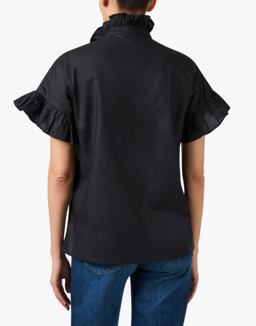 Stylish Vanessa Women's Black Cotton Ruffled Top for Daily Wear