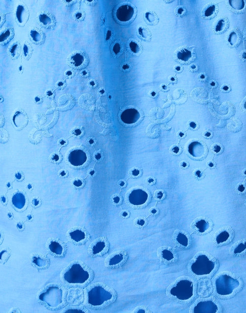 Dani Blue Cotton Top with Eyelet Lace Design