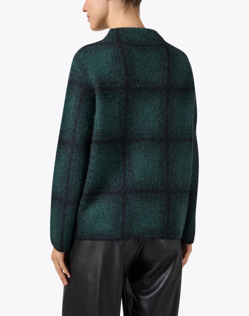 Vibrant Green Plaid Funnel Neck Relaxed Sweater
