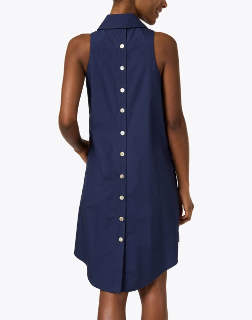 Navy Blue Cotton Swing Style Shirt Dress for Women