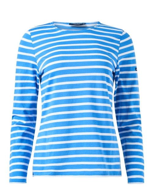 Minquidame Luxury Blue and White Striped Cotton Casual Top for Everyday Wear