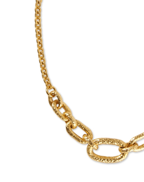 Stylish Hammered Gold-Plated Link Fashion Necklace