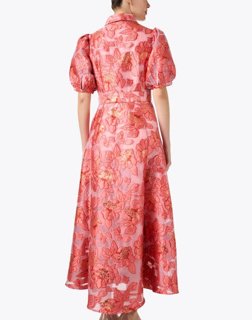 Charming Charlotte Pink Floral Jacquard Fit-and-Flare Dress