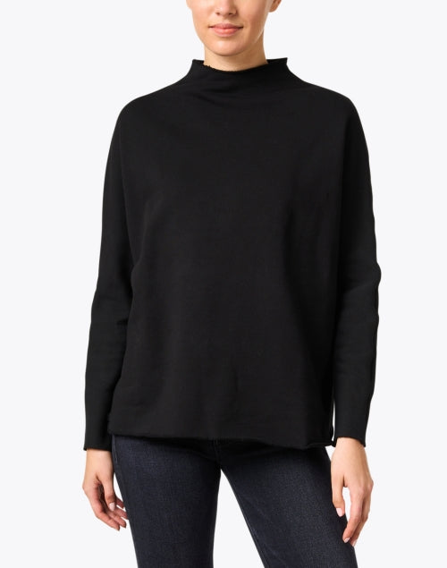 Stylish Effie Black Cotton Relaxed Funnel Neck Sweatshirt for Fall