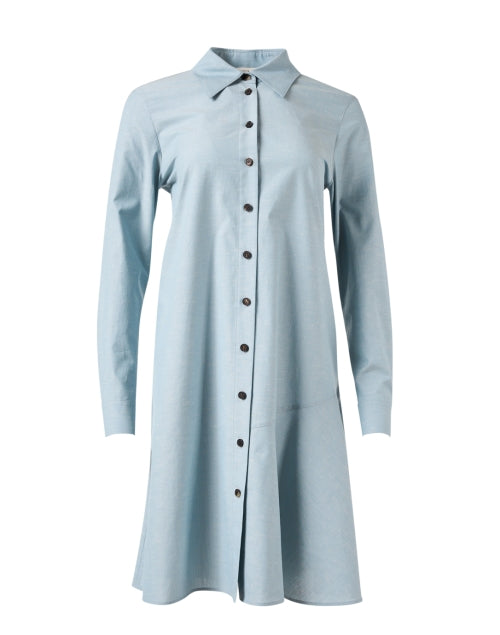 Stylish Blue Women's Flounce Hem Shirt Dress