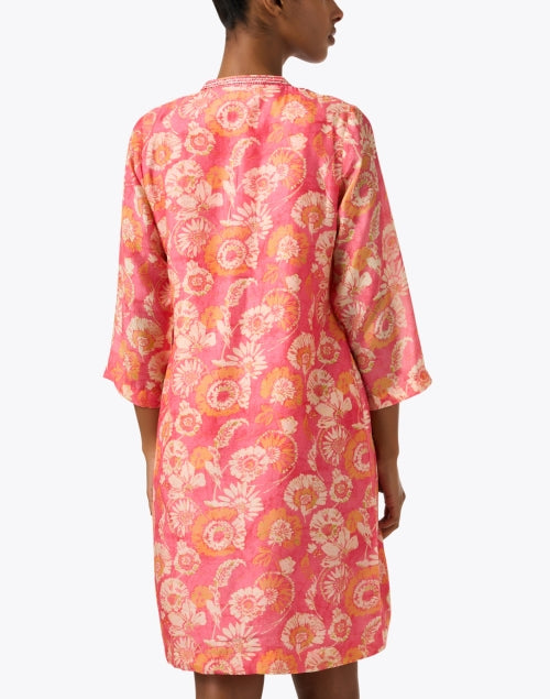 Bella Tu Coral Floral Print Women's Tunic Style Mini Dress