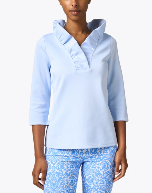 Periwinkle Women's Fashionable Ruffle Neck Stretch Top