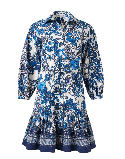 Stylish Robin Blue Floral Printed Women's Cotton Dress for Elegant Outings
