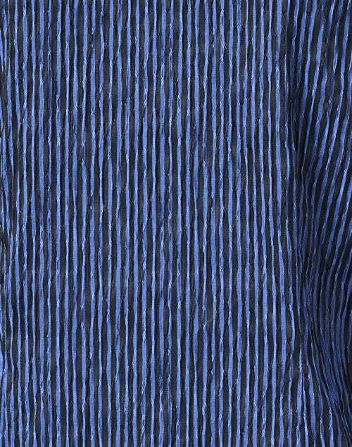 Stylish Blue and Black Striped Knit Stretch Cotton Blend Shirt Top