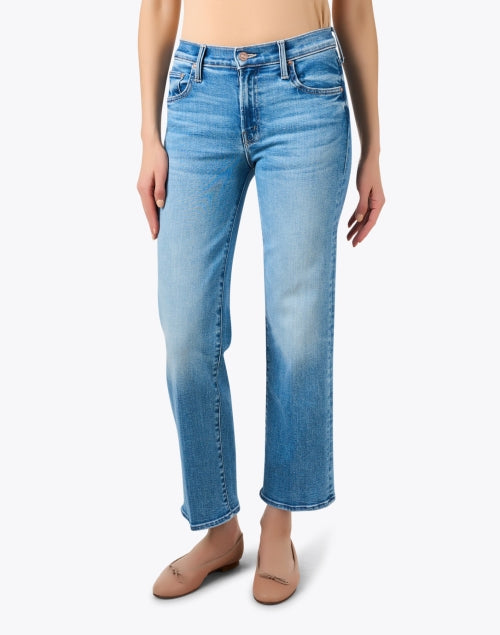 Mother's Light Blue Semi - Rigid Straight - Leg Ankle Jeans for a Laid - Back Look