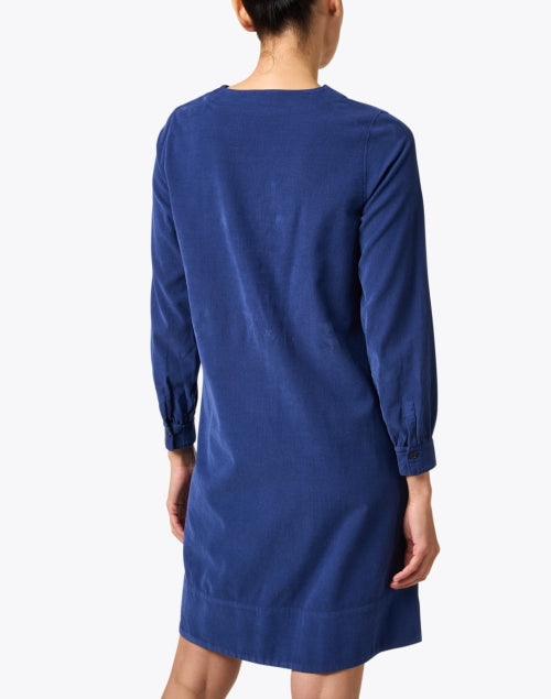 Stylish Navy Blue Corduroy Shift Dress for Week - to - Weekend Wear