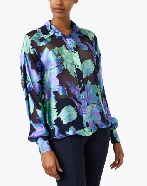 Stylish Christy Lynn Rosario Blouse with Vibrant Blue Floral Print