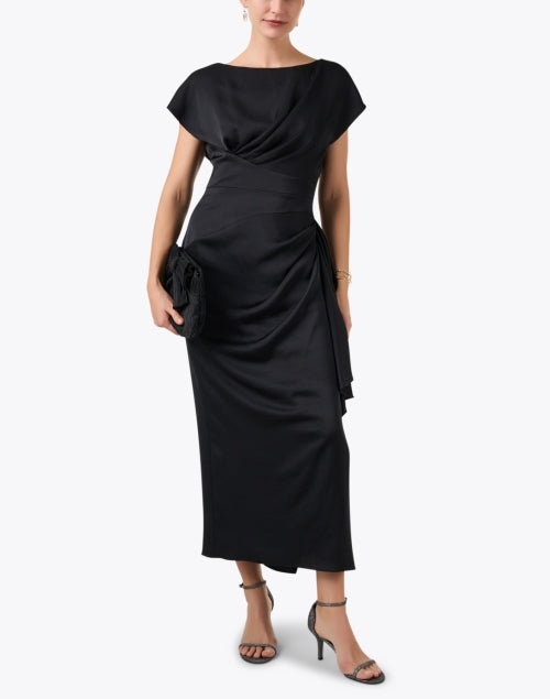 Stunning Florence Black Midi Dress with Elegant Design