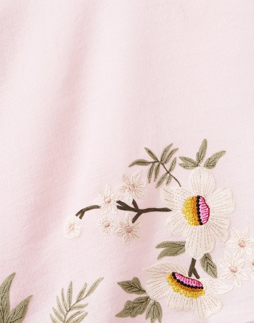 Pink-colored Floral Embroidered Luxury Merino Wool Fashion Scarf