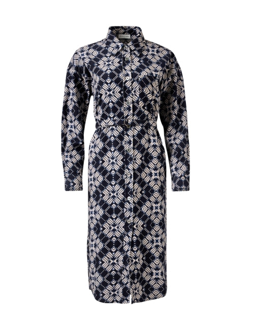 Stylish Navy Print Corduroy Shirt Dress by Megan Park