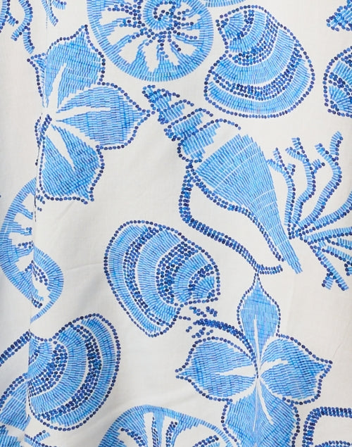 Stylish Traveler's Dress with Blue Hibiscus Print