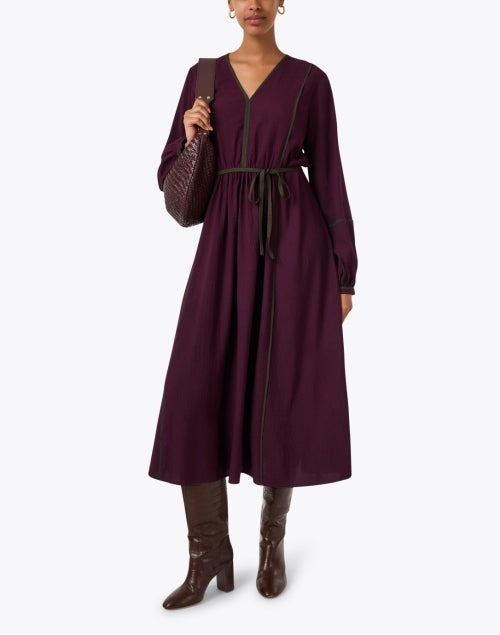 Stylish Burgundy Panel - Designed Women's Midi Dress