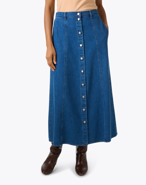 Stylish Xirena Spence Women's Blue Cotton Denim A-Line Skirt