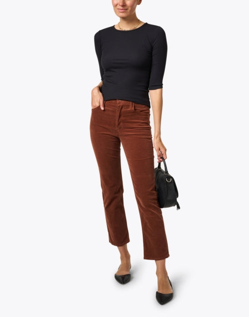 Classic Black Cotton Elbow Sleeve T - Shirt for All - Purpose Wardrobe