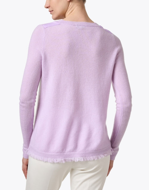 Spring and Summer Lilac Cashmere Knit Crew Neck Fringe Sweater