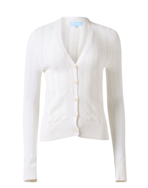Elegant Pointelle Knit White Women's Cardigan for Seasonal Styling