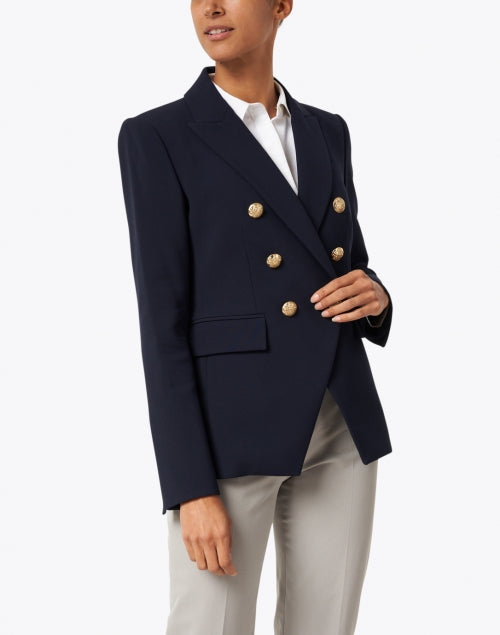 Navy Miller Dickey Jacket with Decorative Gold Crest Buttons - A Stylish Outerwear Piece
