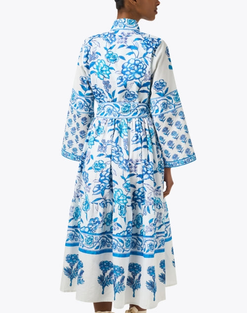 Stylish Liza Dress in White and Blue Floral Print