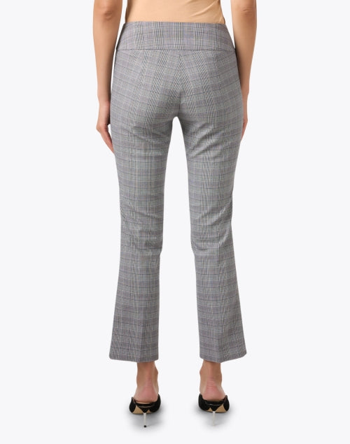 Women's Grey Checked Elastic-Waist Pull-On Straight-Leg Trousers