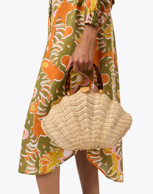 Poolside Handmade The Coquille Natural Wicker Rattan Shell-shaped Travel Bag