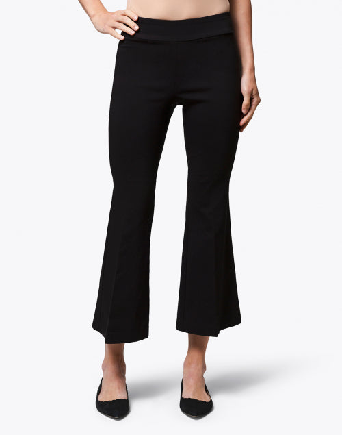 Black Stretch Pull-On Flared Crop Trousers - Stylish Women's Pants