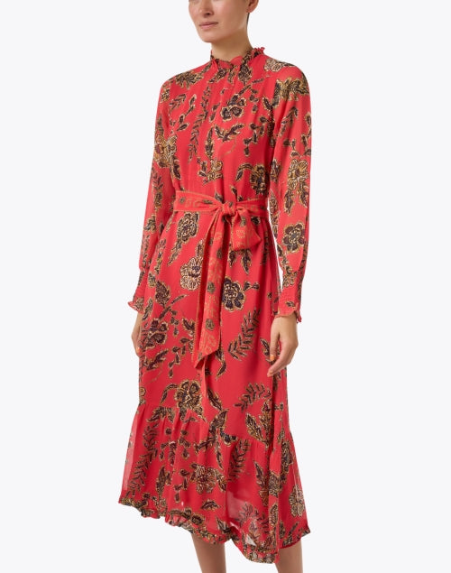Stylish Gwynn Red Floral Print Women's Maxi Dress