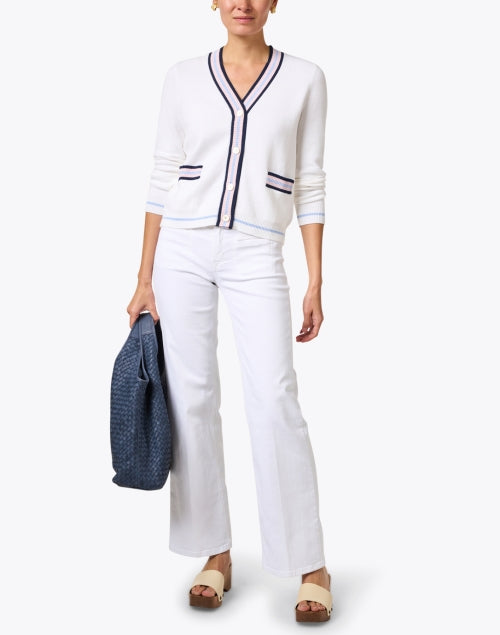 Tess Women's Breathable White Denim Wide - Leg Pants