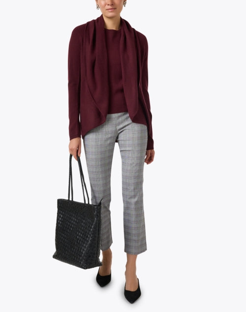 Elegant Maroon Circular Cashmere Knit Cardigan for Women
