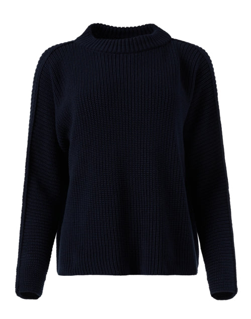 Navy Blue 100% Cotton Montecito Cozy Crew - Neck Sweater
