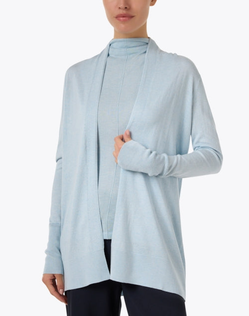 Surf Blue Luxury Silk Cashmere Blend Women's Cardigan for Cool Weather