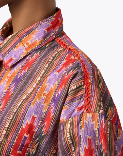 Stylish Nepal Multi - Printed Cropped Button - Front Top
