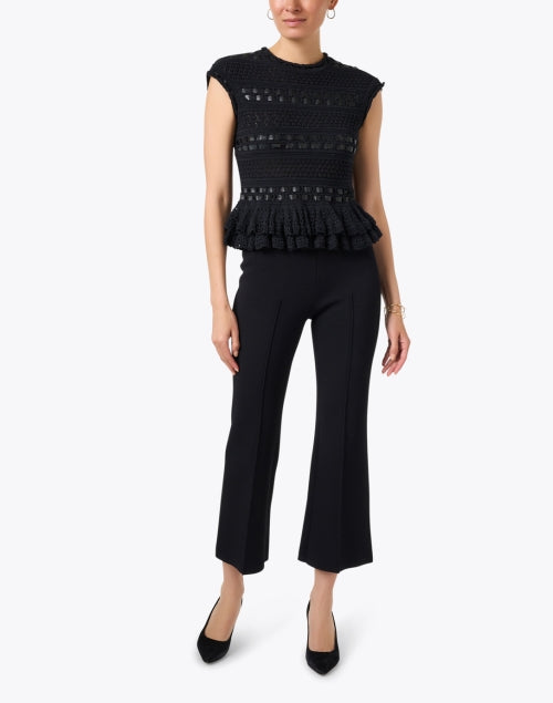 Corina Women's Black Crocheted Peplum Fashion Top