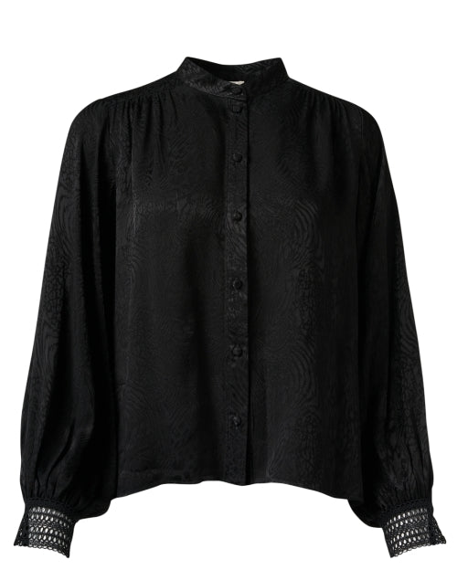 Elegant Black Printed Women's Blouse with Unique Design