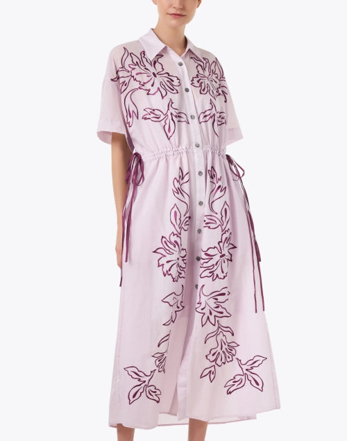 Stunning Tia Purple Floral Embroidered Cotton Ladies' Dress
