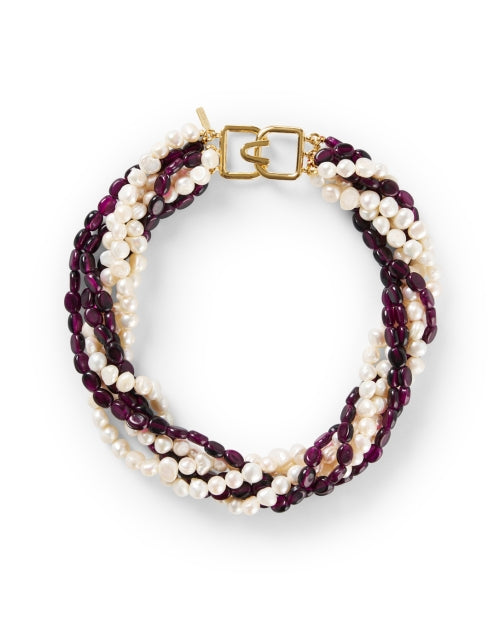 Multi - Strand Amethyst and Pearl Beaded Necklace by Kenneth Jay Lane