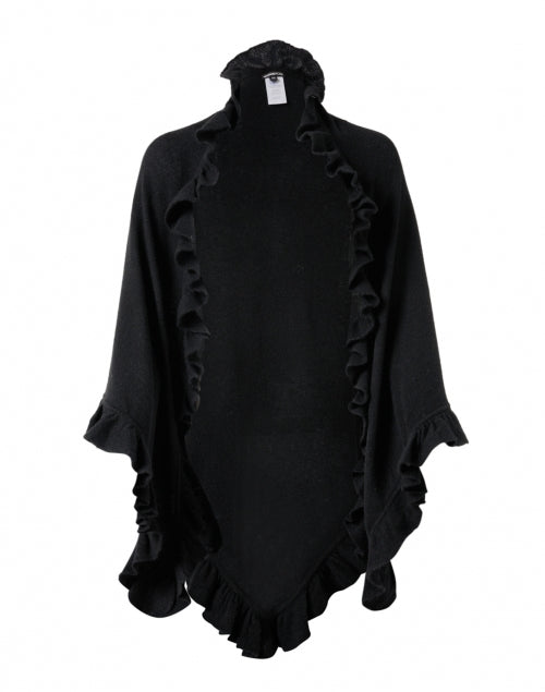Signature Black Cashmere Ruffled Women's Shawl for Cool Weather