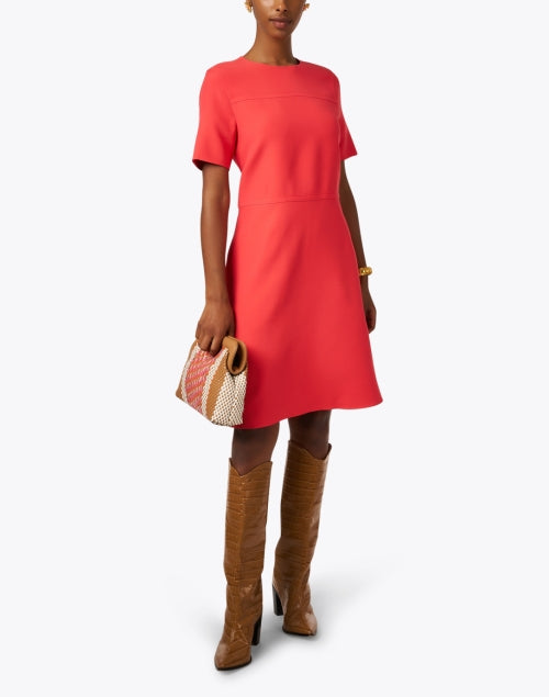 Stunning Poppy Red Wool-Silk Blend Sheath Dress for Women