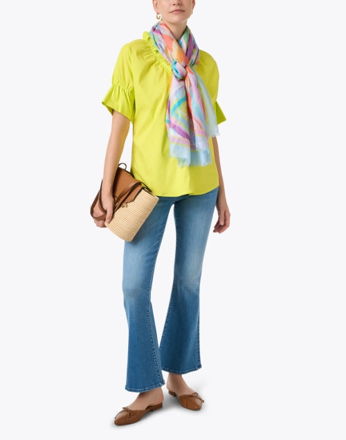 Luxurious Palm Patterned Silk-Cashmere Blend Scarf - A Fashionable Neck Accessory